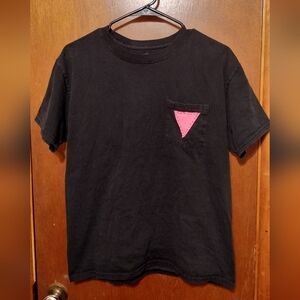 Pink Triangle Black Pocket Tee